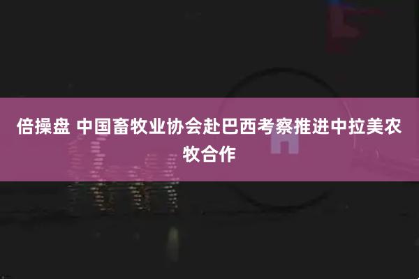 倍操盘 中国畜牧业协会赴巴西考察推进中拉美农牧合作